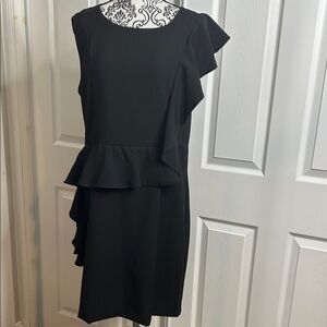 True Envy Formal Side Ruffle Elegant‎ Black Ruffle Dress 14